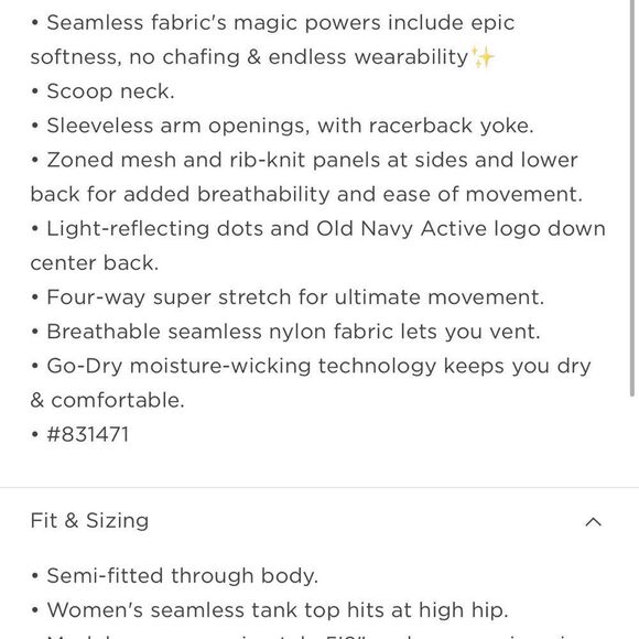 NWT- Old Navy - 2X. Black Seamless Performance Tank - Picture 3 of 9